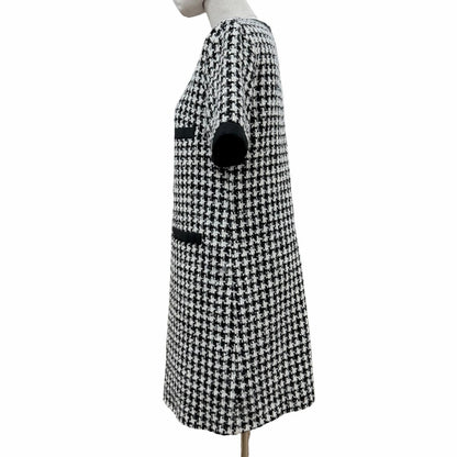 Moncler Abito Wool Blend Monotone Short Sleeve Dress Black White 38 — view 2
