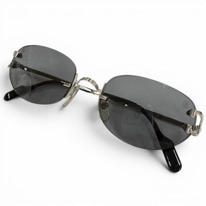 Cartier Two Point Rimless Eyewear Sunglasses Silver Black 18 130 Demo Lens