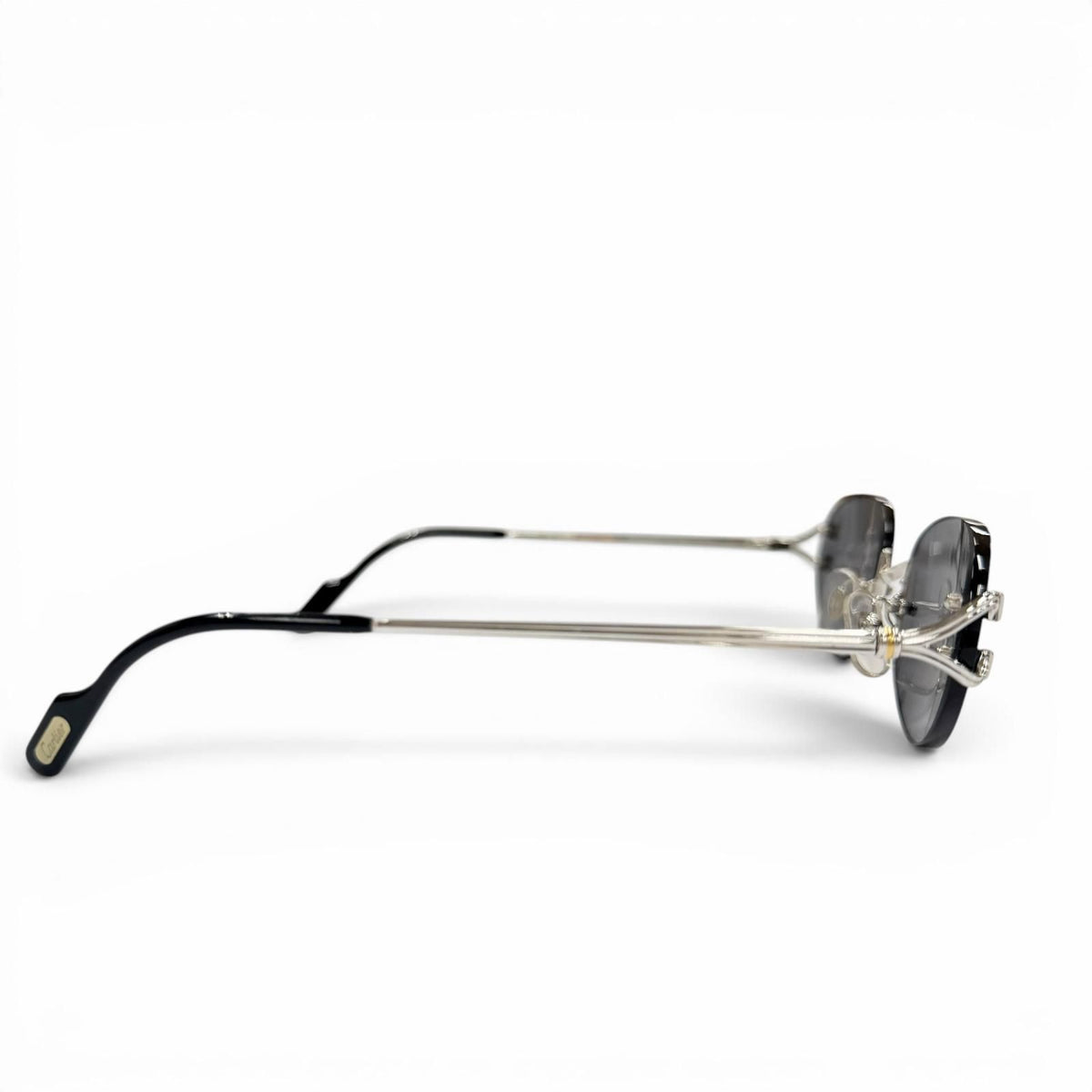 Cartier Two Point Rimless Eyewear Sunglasses Silver Black 18 130 Demo Lens — view 5