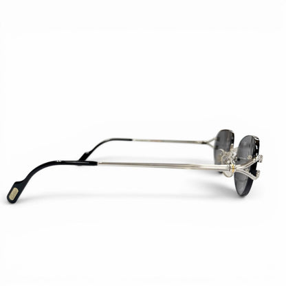 Cartier Two Point Rimless Eyewear Sunglasses Silver Black 18 130 Demo Lens — view 5
