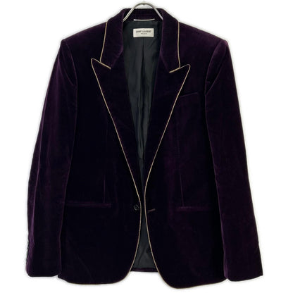 Saint Laurent Paris Purple Velour Peak Lapel Pie Ring Tailored Jacket 48