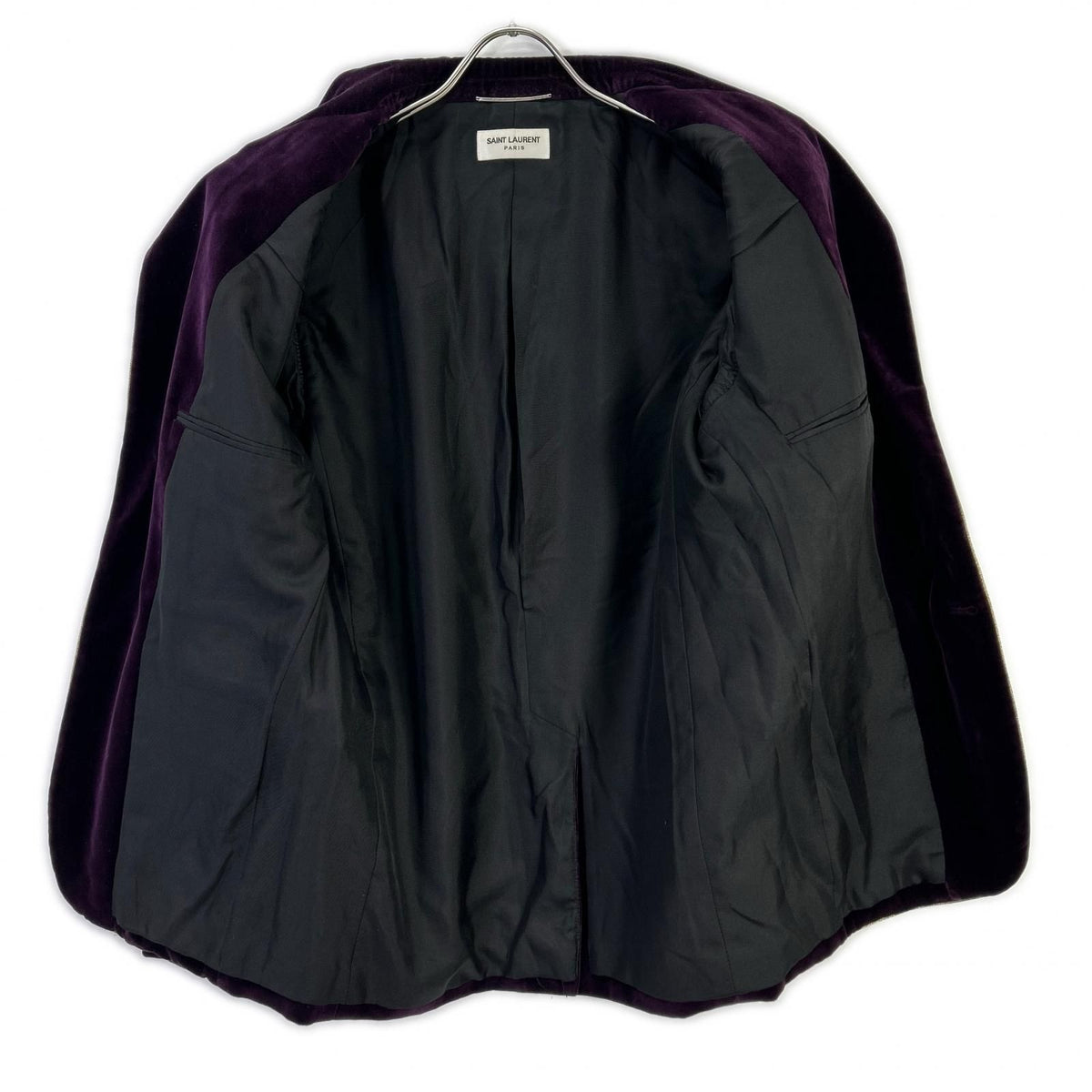 Saint Laurent Paris Purple Velour Peak Lapel Pie Ring Tailored Jacket 48 — view 3