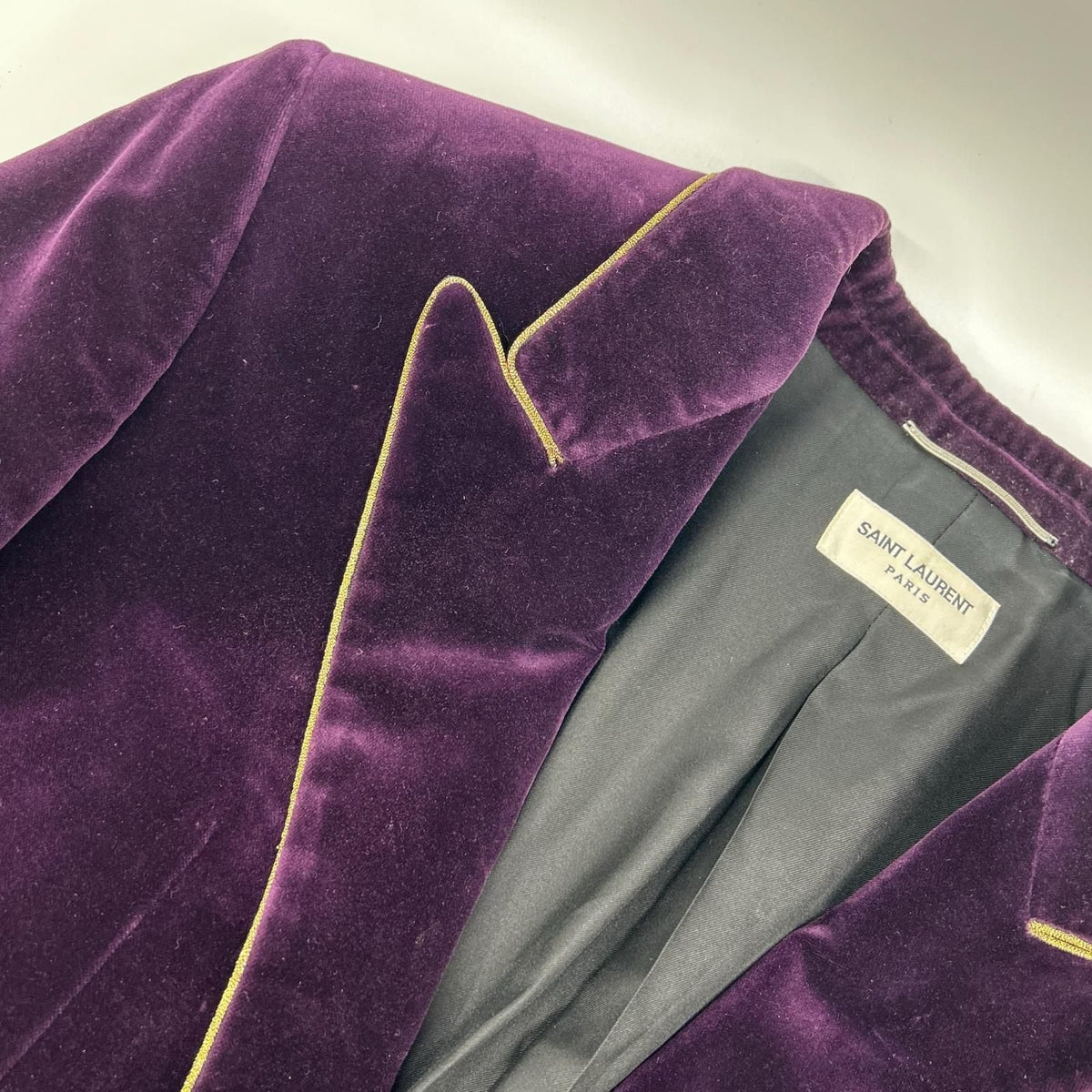 Saint Laurent Paris Purple Velour Peak Lapel Pie Ring Tailored Jacket 48 — view 8