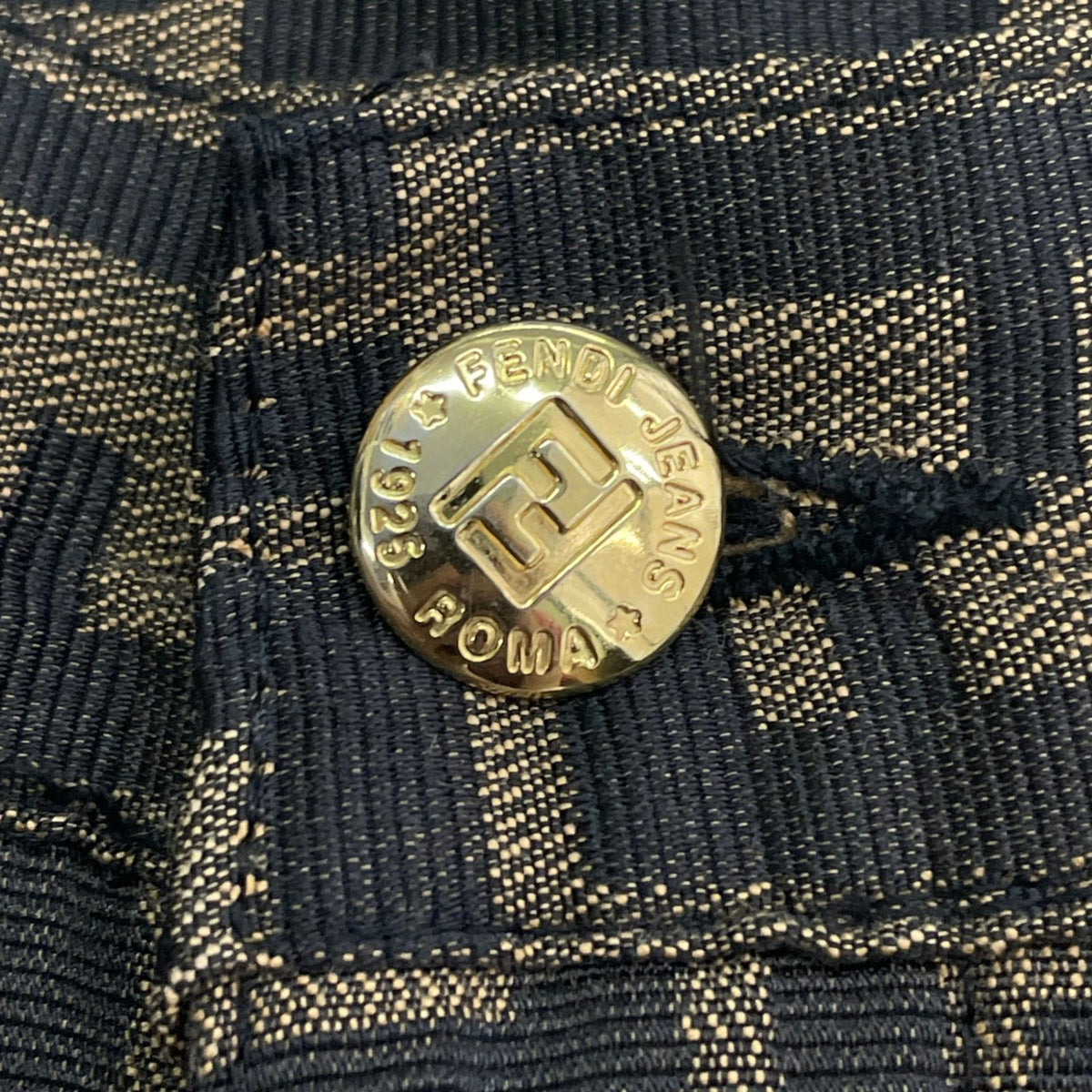 Fendi Pants FF Zucca Pattern Brown Gold Button 41 — view 5