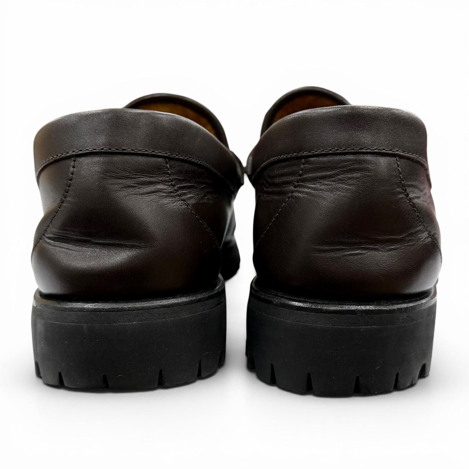 Gucci Web Line Horsebit Loafers Leather Shoes Brown Silver 9 — view 6