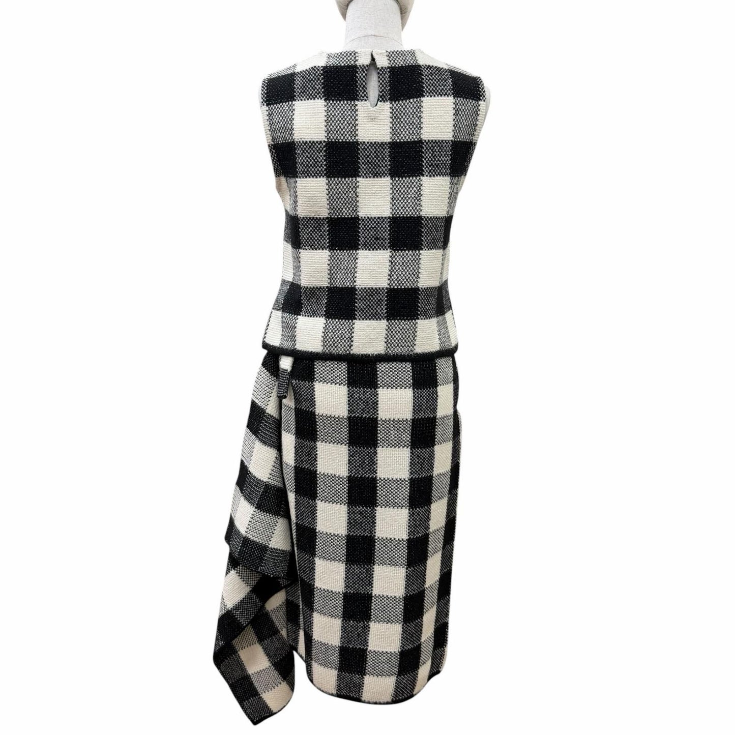 Dior Wool Alpaca Bee Embroidery Sleeveless Knit Wrap Skirt Set White Black 40 — view 3