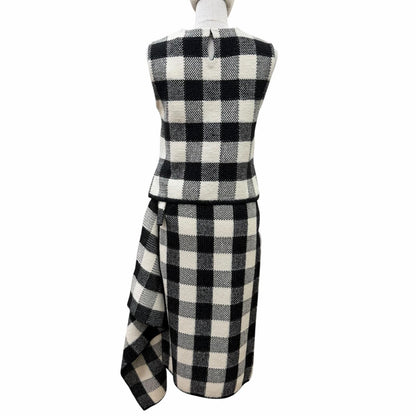 Dior Wool Alpaca Bee Embroidery Sleeveless Knit Wrap Skirt Set White Black 40 — view 3
