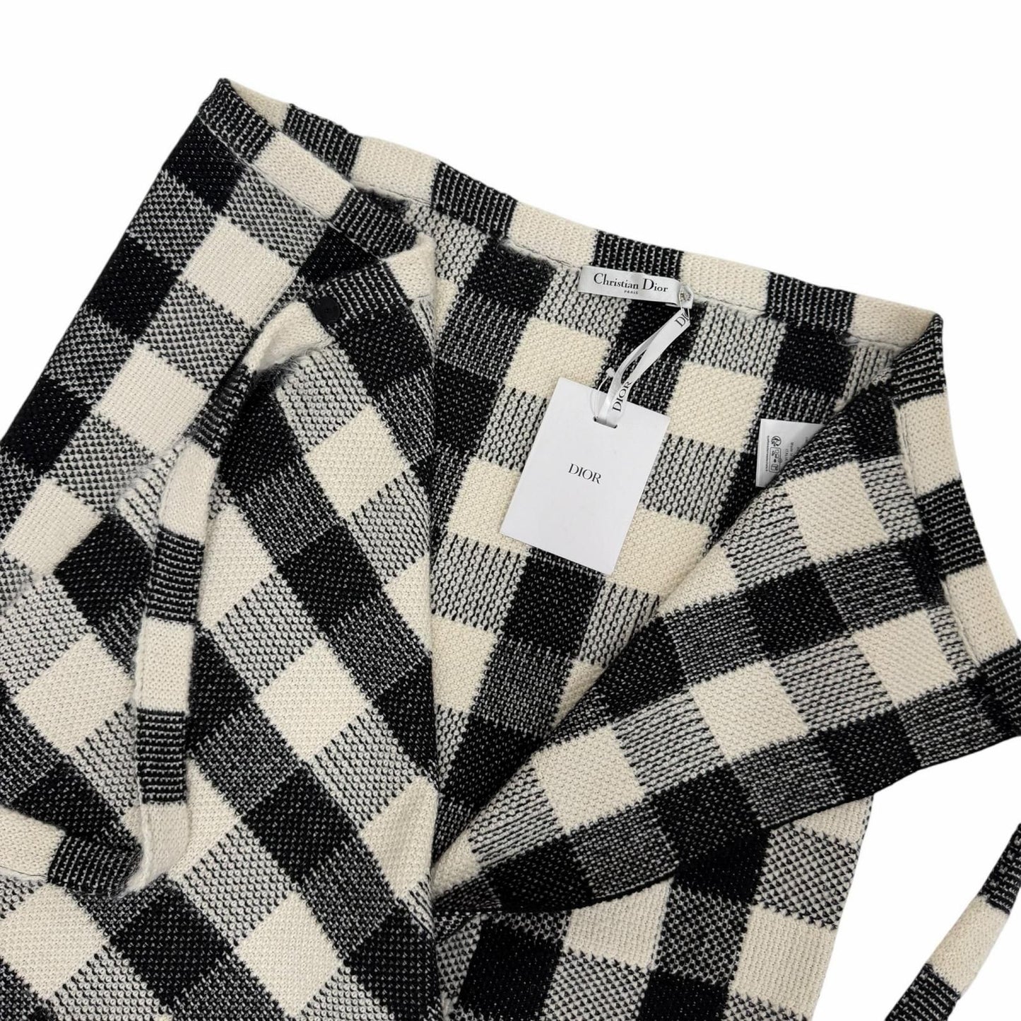 Dior Wool Alpaca Bee Embroidery Sleeveless Knit Wrap Skirt Set White Black 40 — view 7