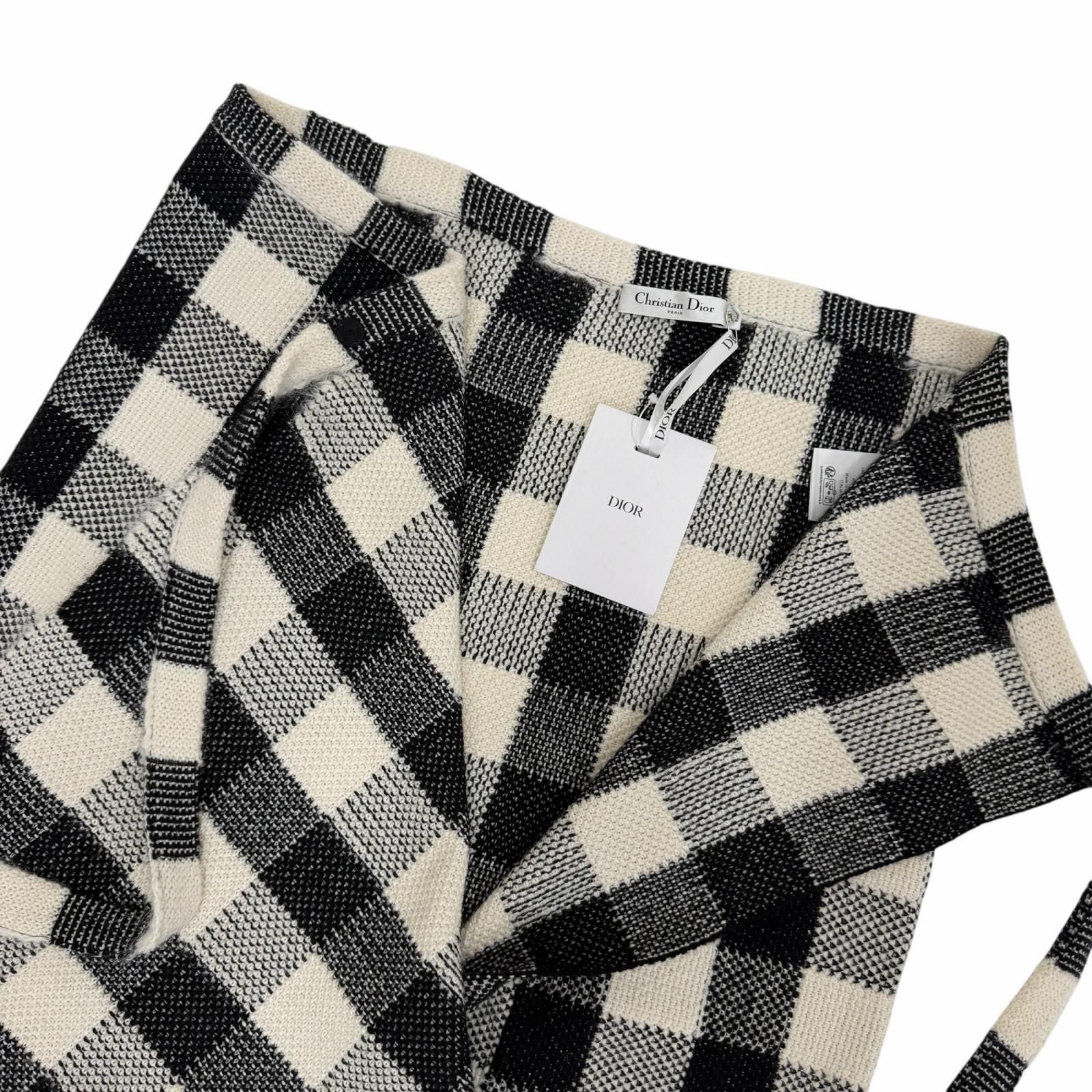 Dior Wool Alpaca Bee Embroidery Sleeveless Knit Wrap Skirt Set White Black 40 — view 7