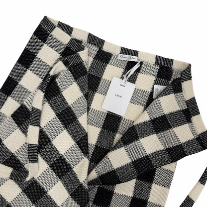 Dior Wool Alpaca Bee Embroidery Sleeveless Knit Wrap Skirt Set White Black 40 — view 7