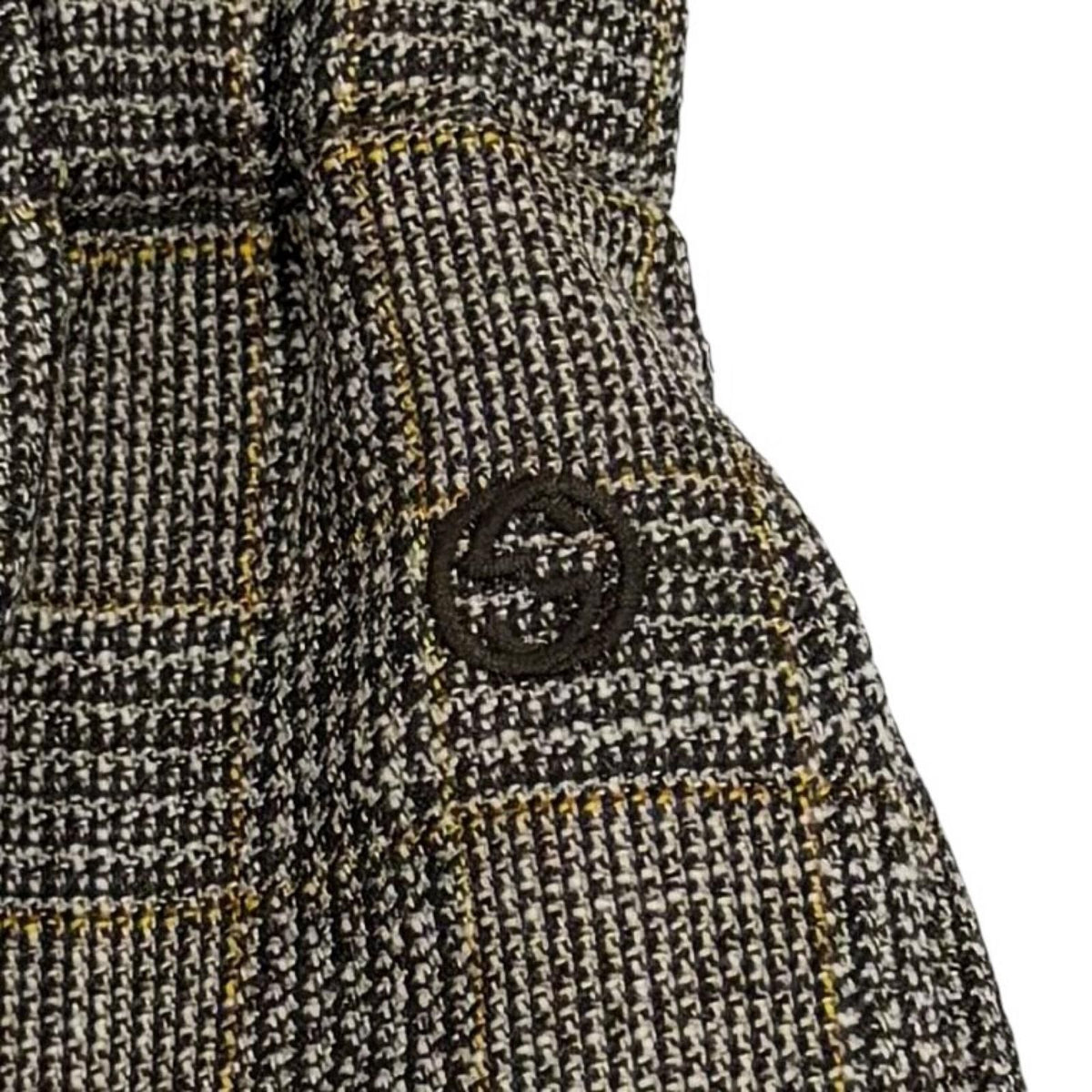 Gucci Wool Interlocking G Embroidery Glen Check Shorts Brown 40 — view 6