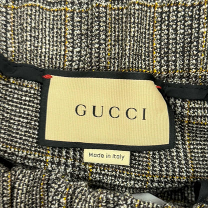 Gucci Wool Interlocking G Embroidery Glen Check Shorts Brown 40 — view 7