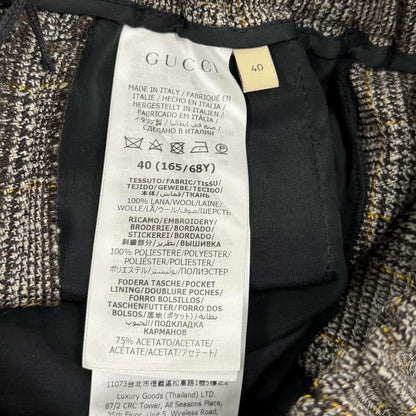 Gucci Wool Interlocking G Embroidery Glen Check Shorts Brown 40 — view 8
