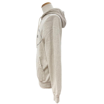 Prada 100% Cotton Front Logo Print Pullover Hoodie Light Gray — view 3