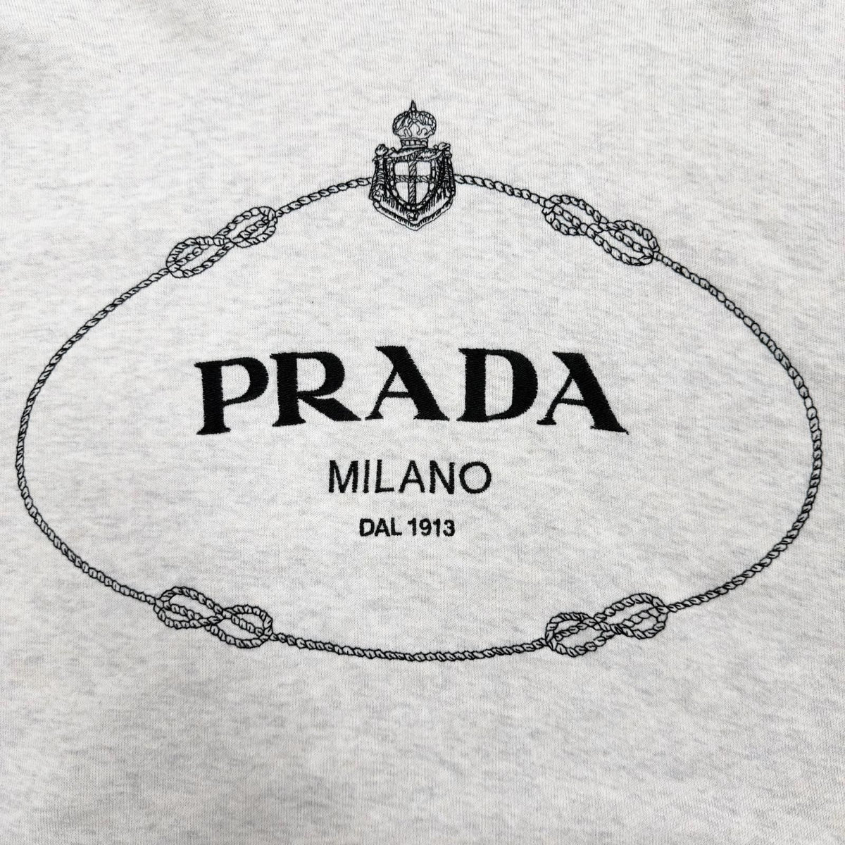 Prada 100% Cotton Front Logo Print Pullover Hoodie Light Gray — view 5