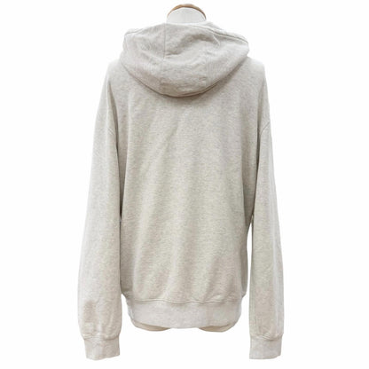 Prada 100% Cotton Front Logo Print Pullover Hoodie Light Gray — view 4