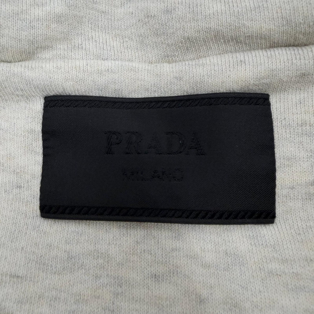 Prada 100% Cotton Front Logo Print Pullover Hoodie Light Gray — view 6