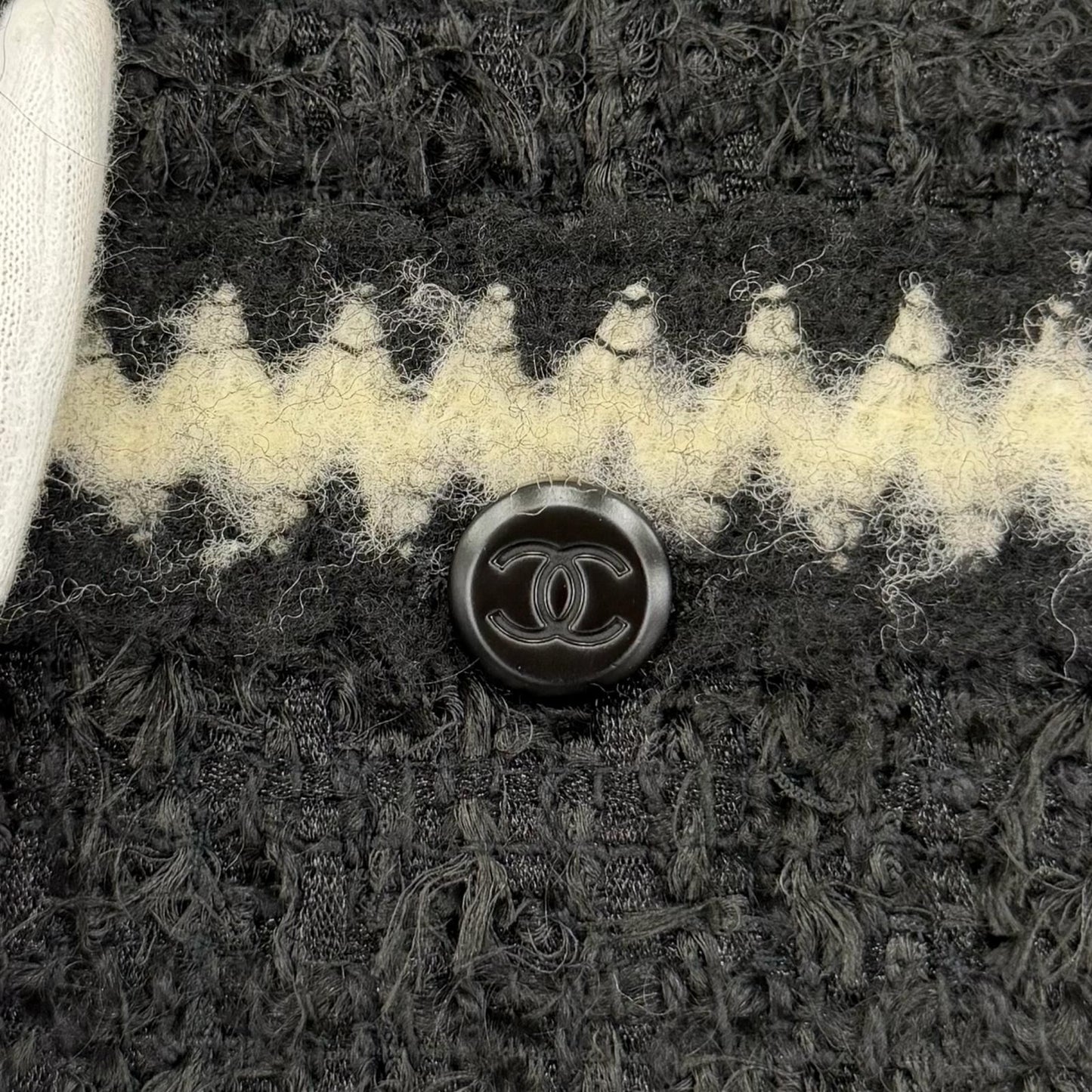 Chanel Vintage Mohair Blend Coco Button Knit Tweed Collarless Jacket Black 36 — view 6