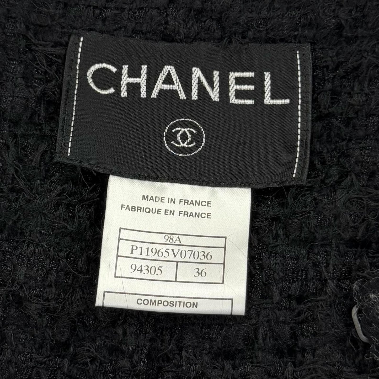 Chanel Vintage Mohair Blend Coco Button Knit Tweed Collarless Jacket Black 36 — view 7