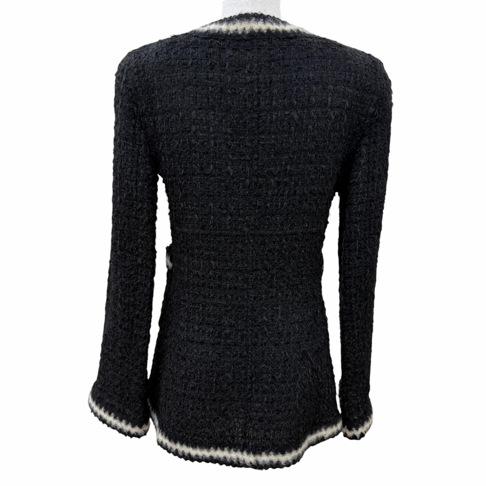 Chanel Vintage Mohair Blend Coco Button Knit Tweed Collarless Jacket Black 36 — view 3