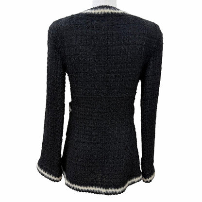 Chanel Vintage Mohair Blend Coco Button Knit Tweed Collarless Jacket Black 36 — view 3