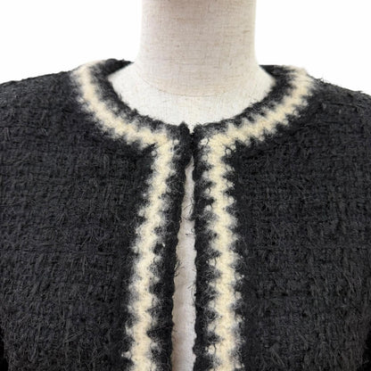 Chanel Vintage Mohair Blend Coco Button Knit Tweed Collarless Jacket Black 36 — view 4