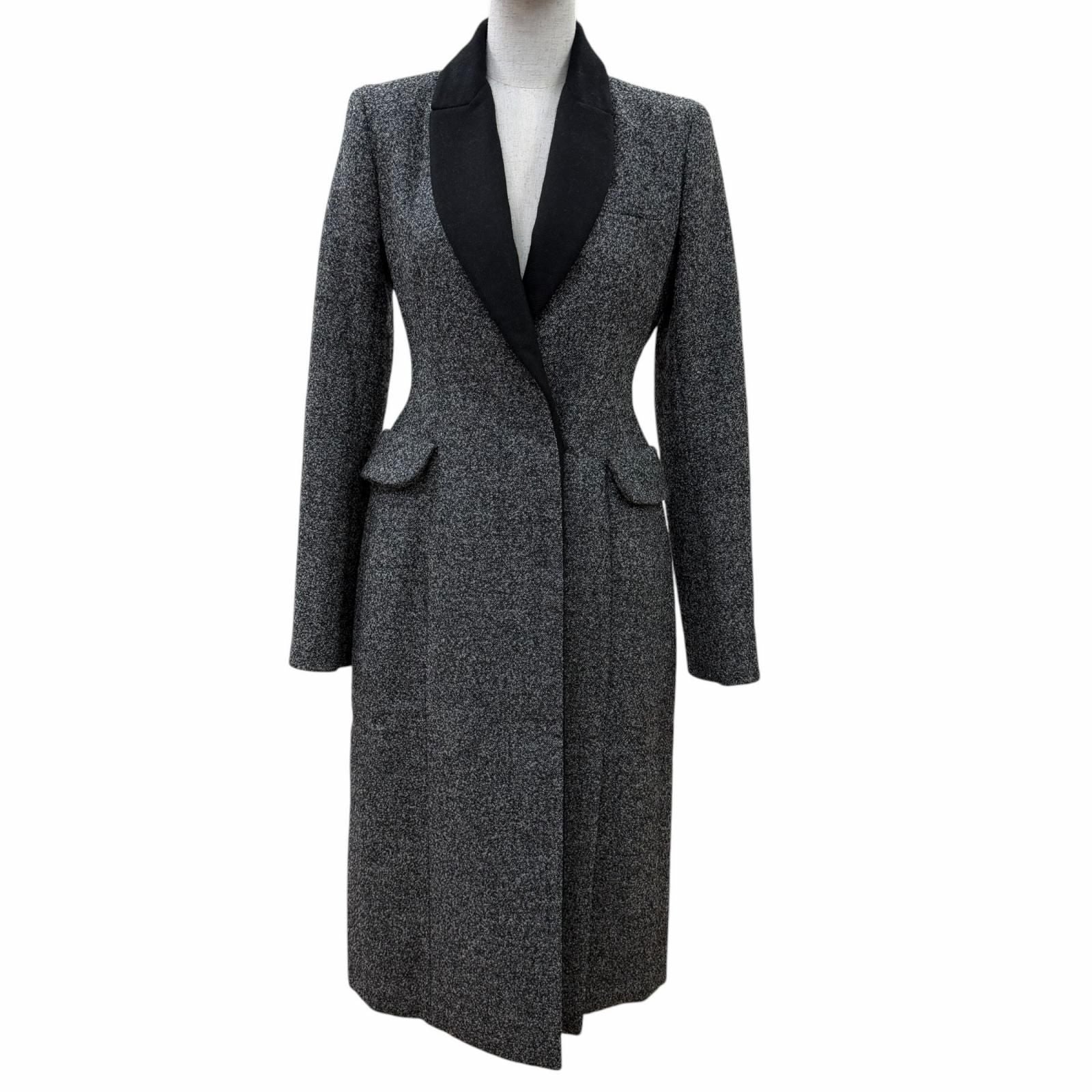 Dior Angora Cashmere Blend Rough Simmons Era Bar Silhouette Coat Gray 38