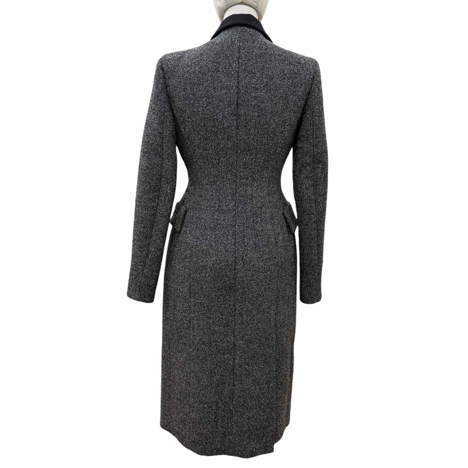Dior Angora Cashmere Blend Rough Simmons Era Bar Silhouette Coat Gray 38 — view 3