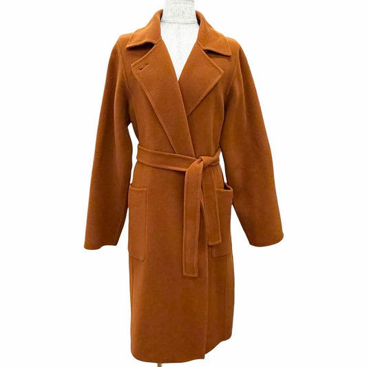 Max Mara Kuchitoama No Angora Cashmere Blend Logo Button Belt Wrap Coat Brown 40