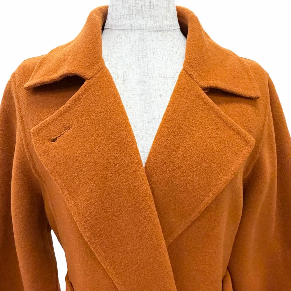 Max Mara Kuchitoama No Angora Cashmere Blend Logo Button Belt Wrap Coat Brown 40 — view 4