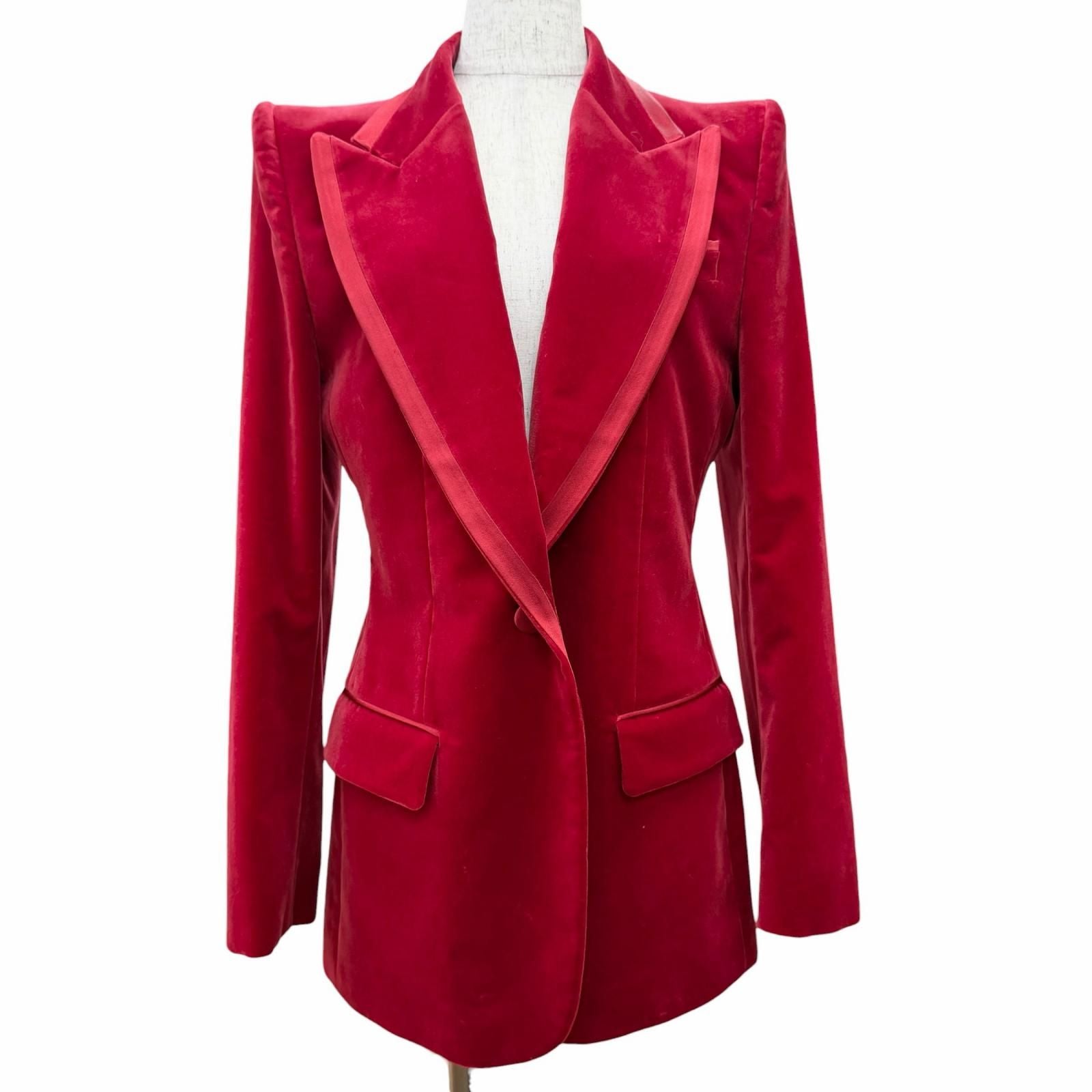 Gucci Velvet Peak Lapel Single Jacket Terre Red 40