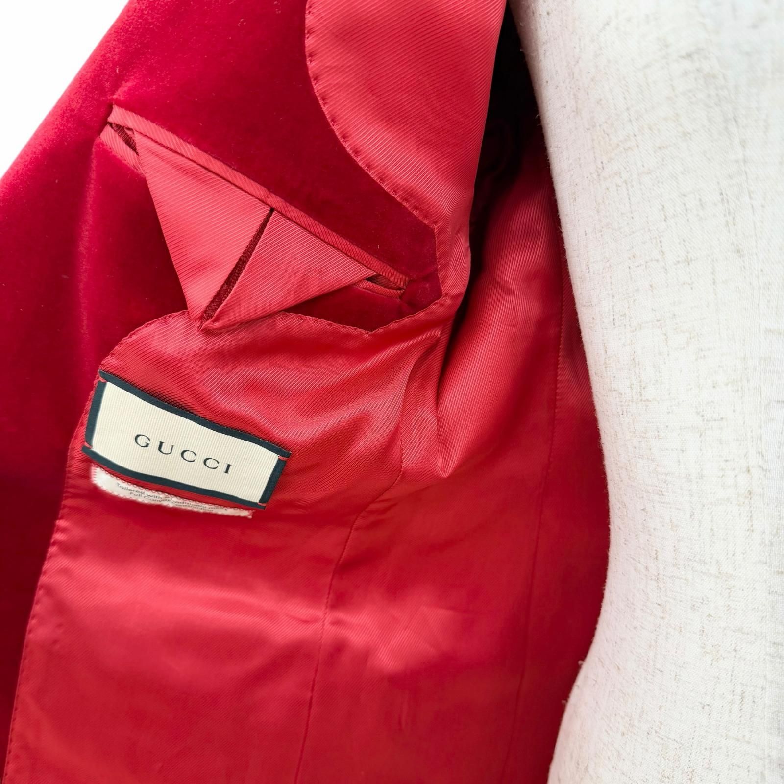 Gucci Velvet Peak Lapel Single Jacket Terre Red 40 — view 5