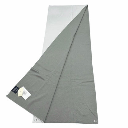 Hermes Cashmere Silk Blend Logo Scarf Shawl Gray — view 3