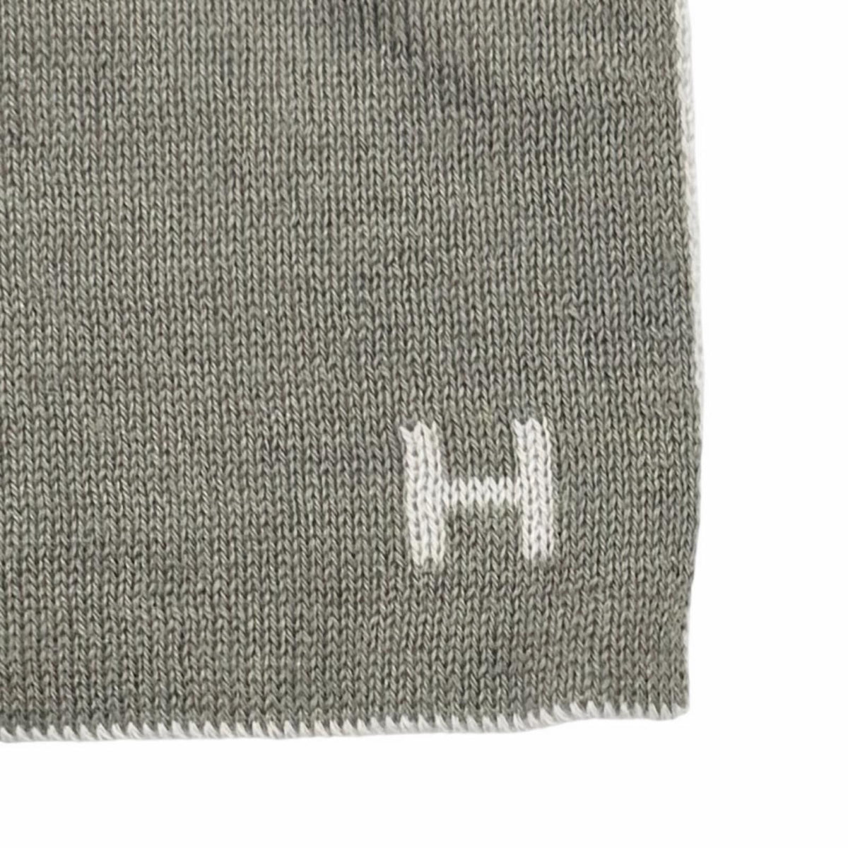 Hermes Cashmere Silk Blend Logo Scarf Shawl Gray — view 6