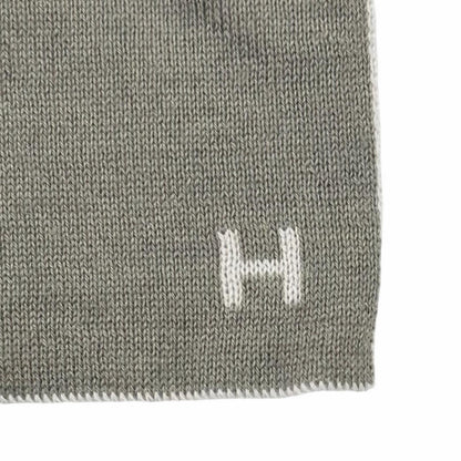 Hermes Cashmere Silk Blend Logo Scarf Shawl Gray — view 6