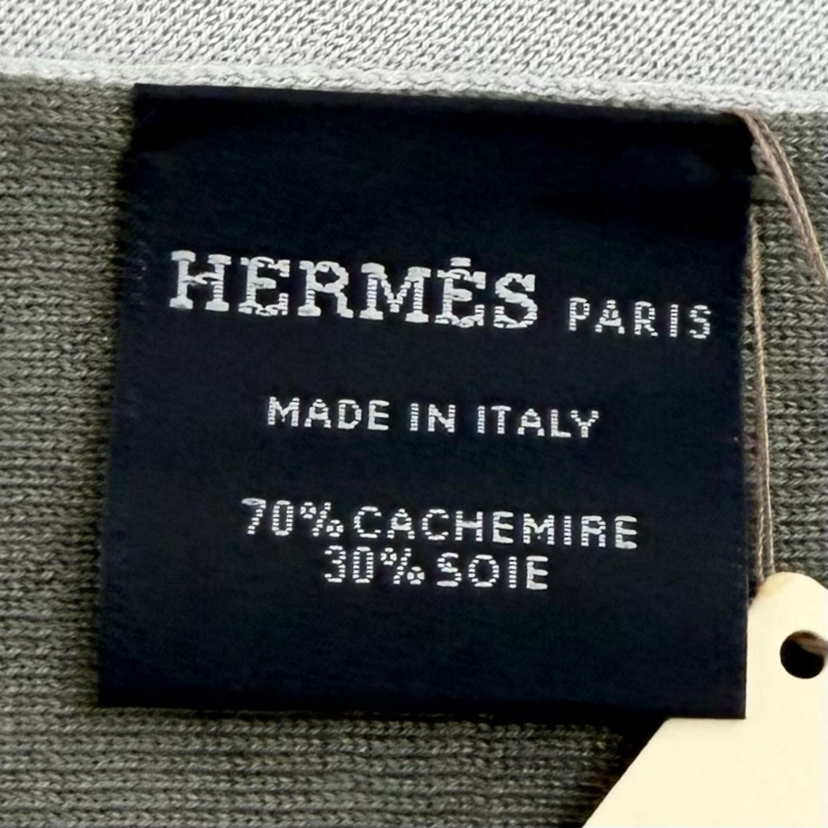 Hermes Cashmere Silk Blend Logo Scarf Shawl Gray — view 7