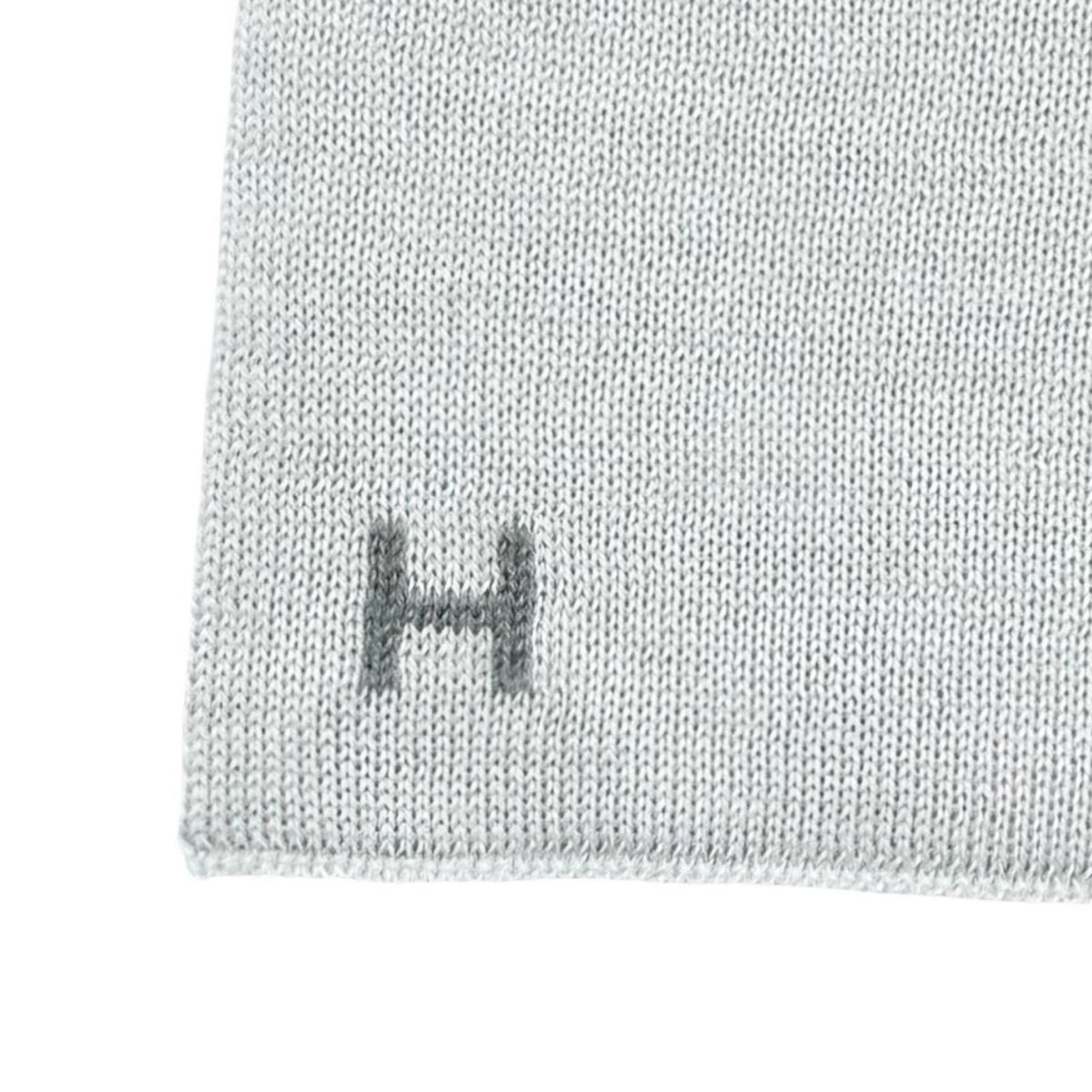 Hermes Cashmere Silk Blend Logo Scarf Shawl Gray — view 5