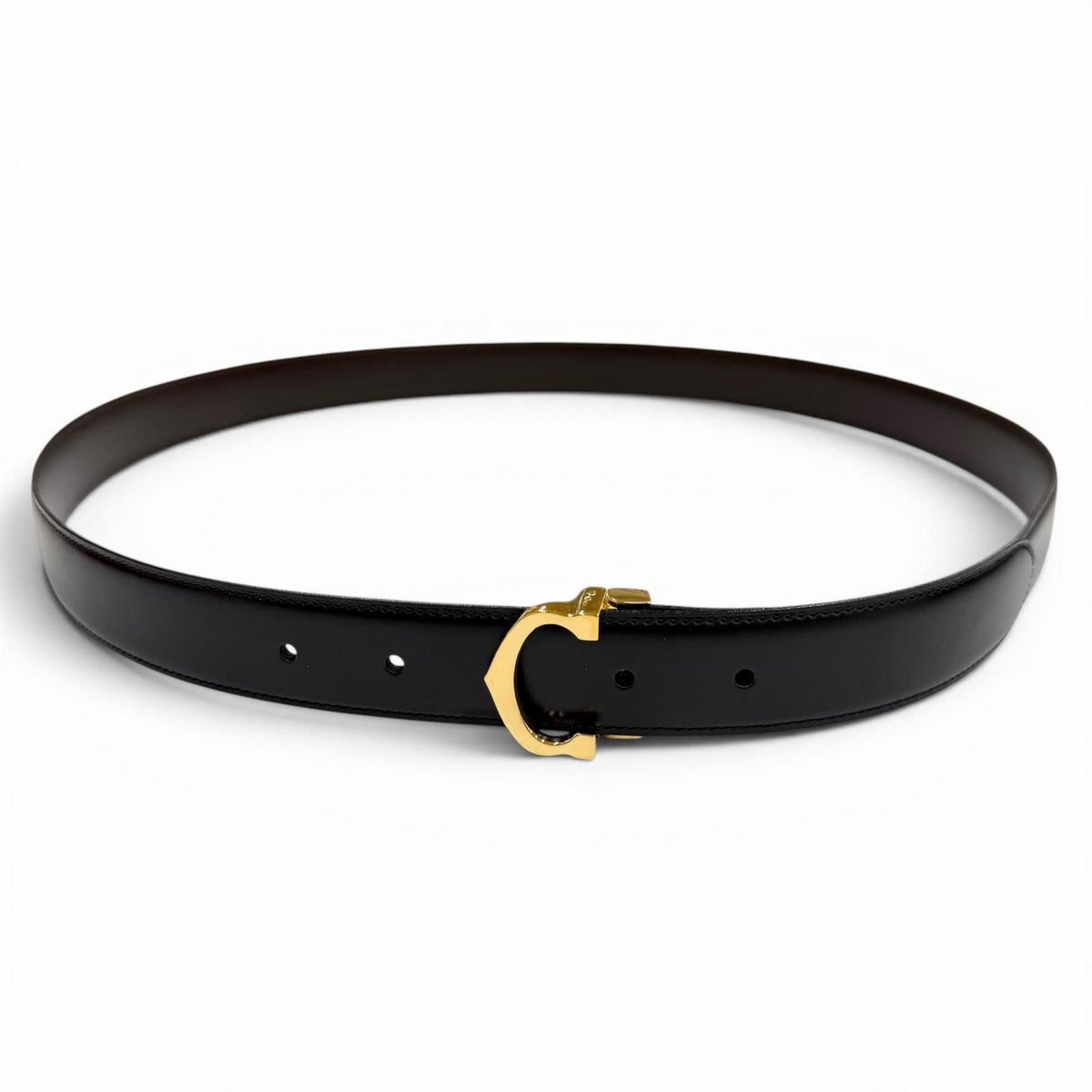 Cartier Must de Cartier Leather Reversible Belt Black Dark Brown Gold — view 3