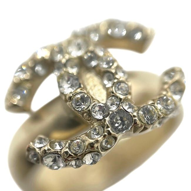 Chanel Ring Gold CC Logo Rhinestone — view 5