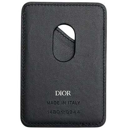 Dior Card Case Magnet Black Saddle Mag Safe Compatible Holder Leather — view 2
