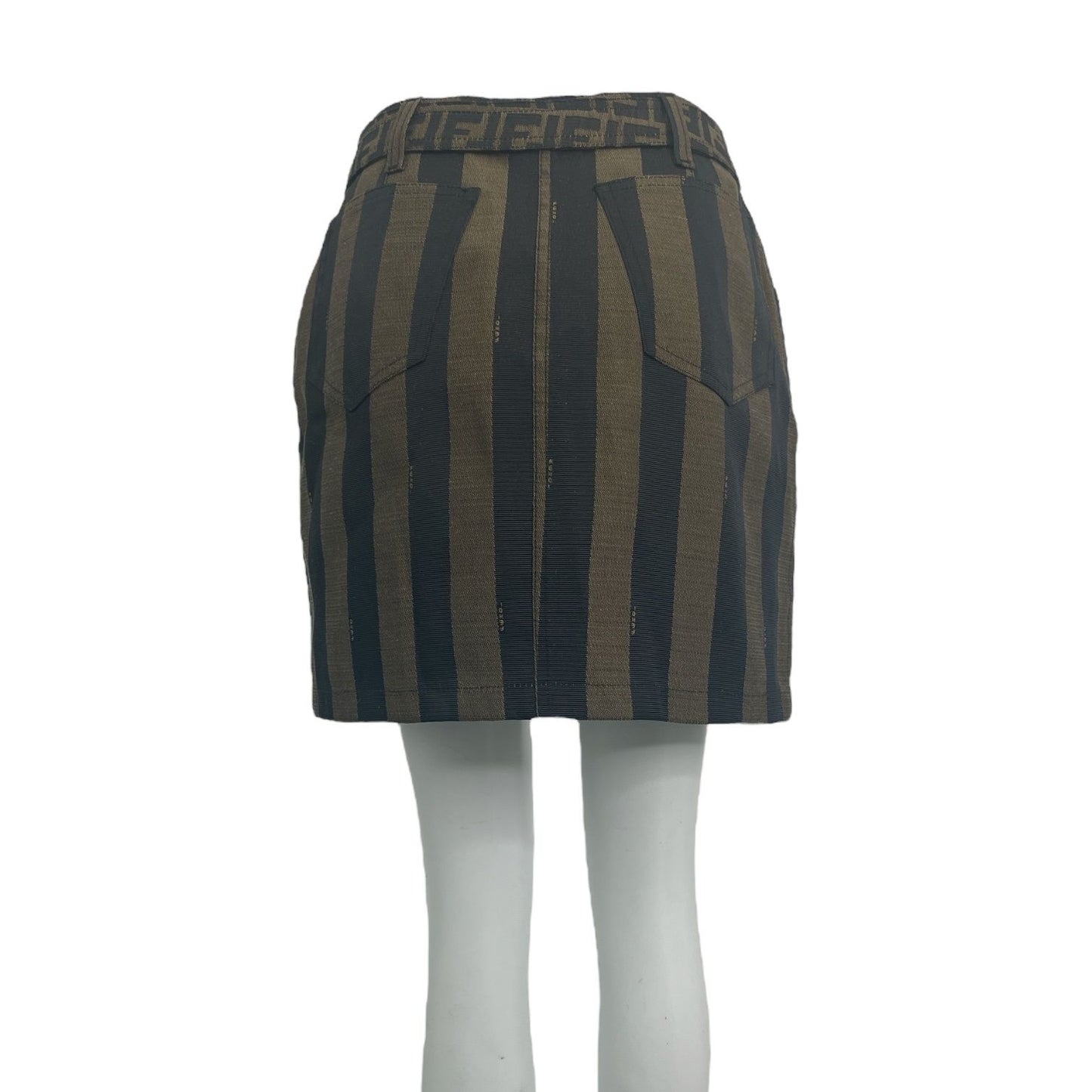 Fendi Skirt Zucca Pattern Logo with Belt Brown XL — view 3