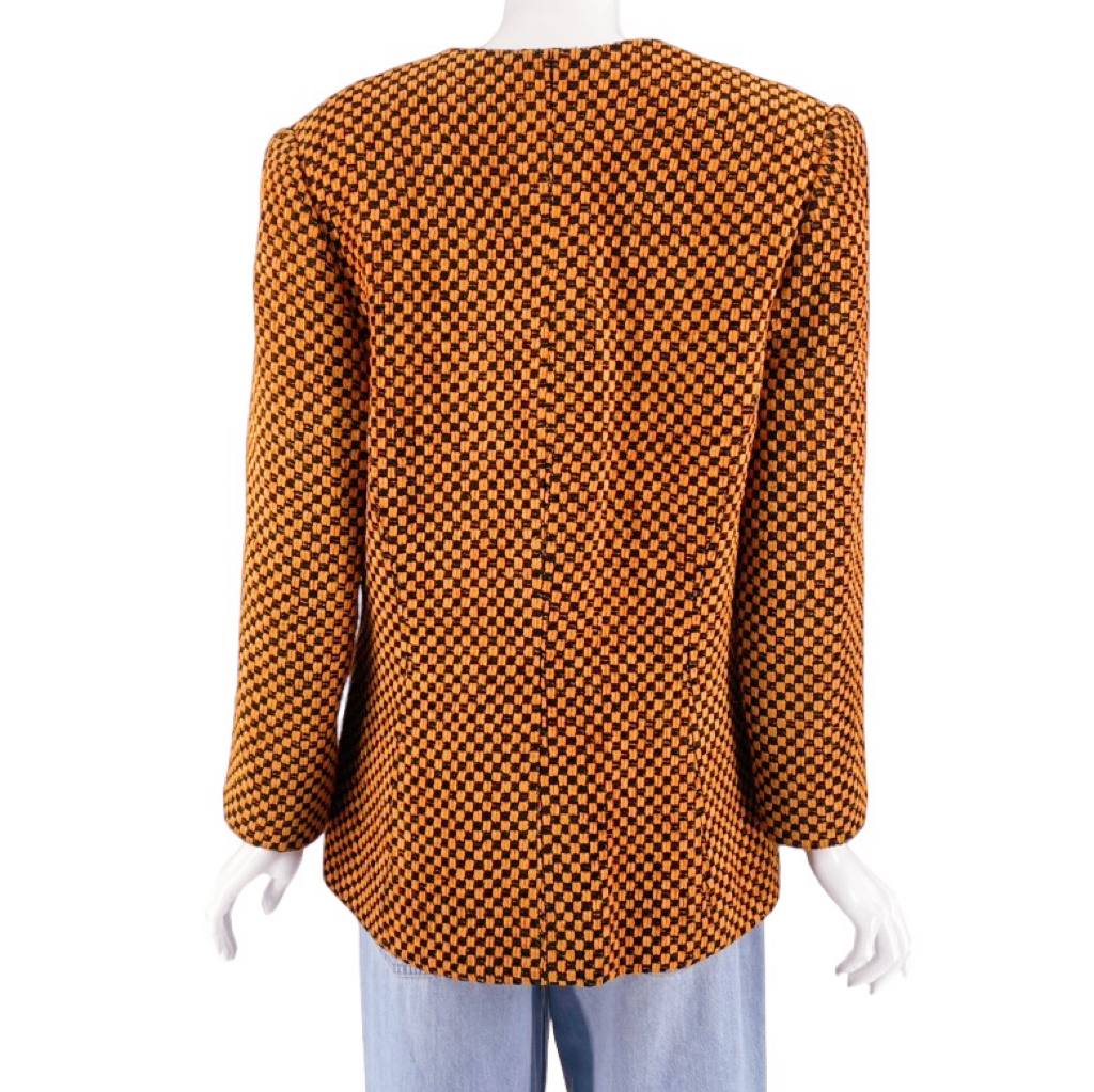 Dior Jacket Wool Blend Gold Button Plaid Pattern CD Logo Orange — view 2