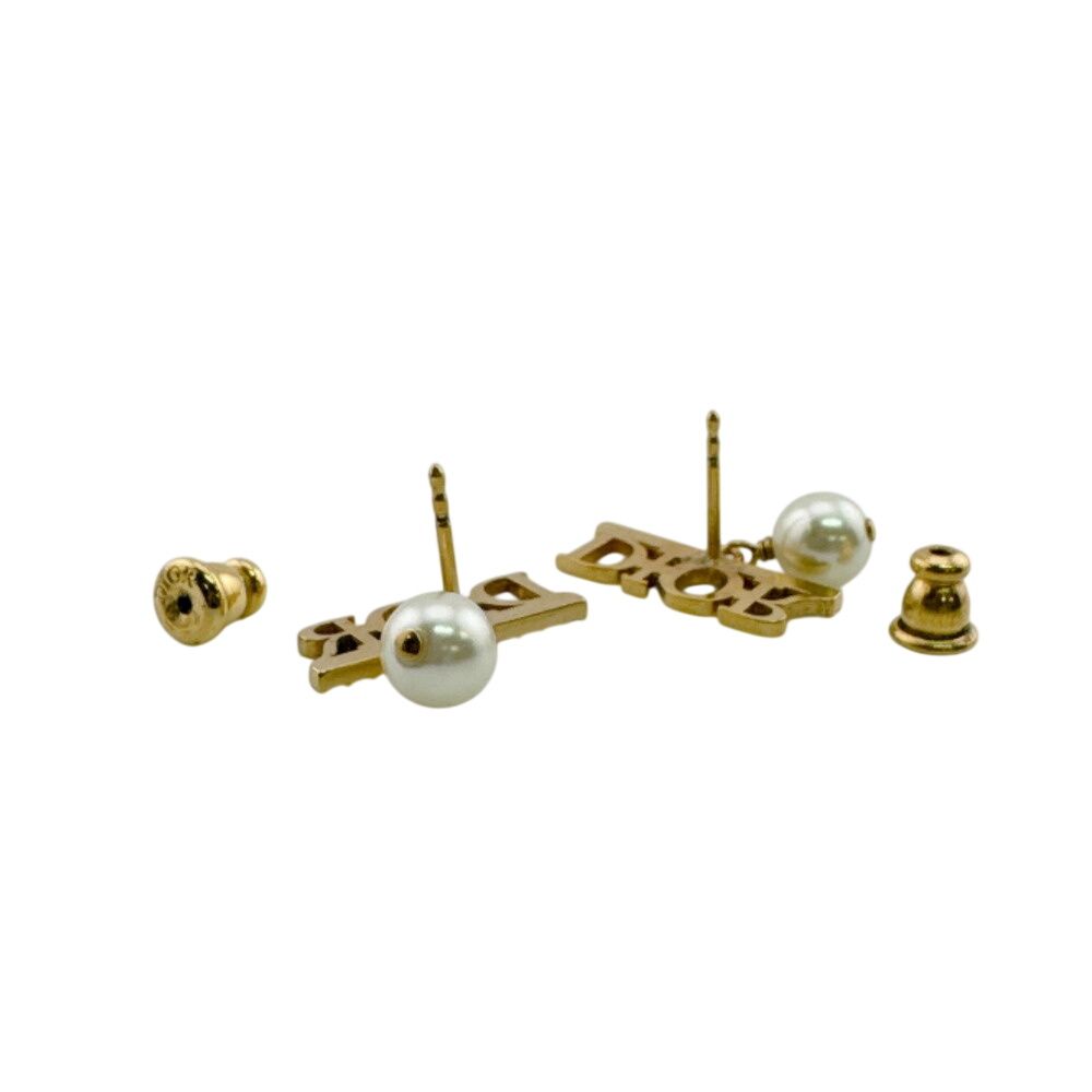 Dior Logo Earrings Gold — view 8