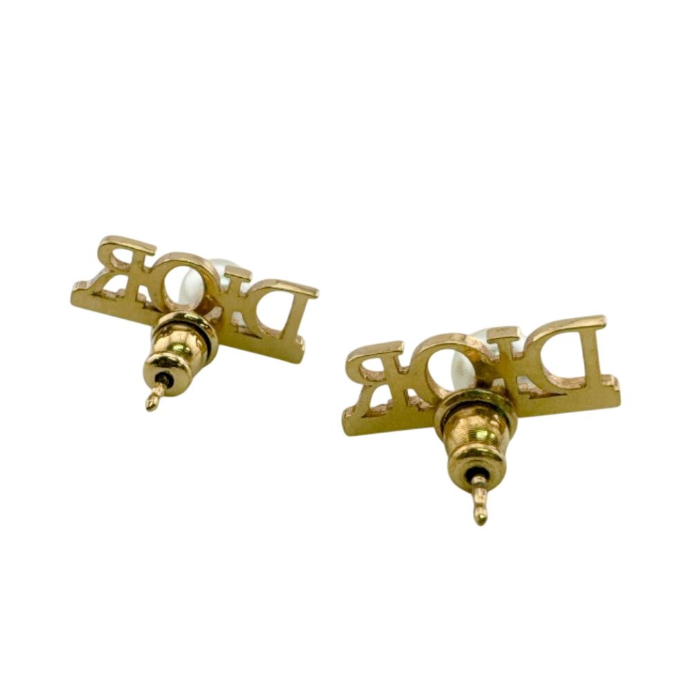 Dior Logo Earrings Gold — view 4