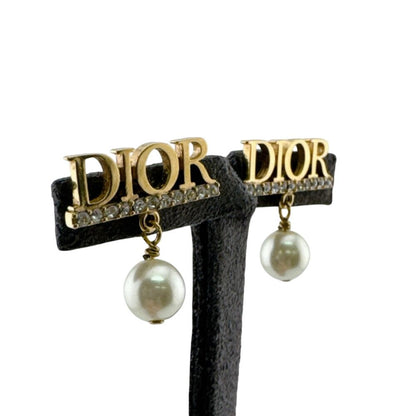Dior Logo Earrings Gold — view 7