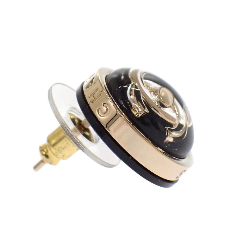 Chanel CC Turnlock Earrings Metal Black Gold CC Logo — view 4