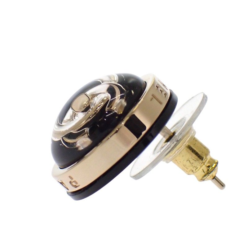 Chanel CC Turnlock Earrings Metal Black Gold CC Logo — view 3