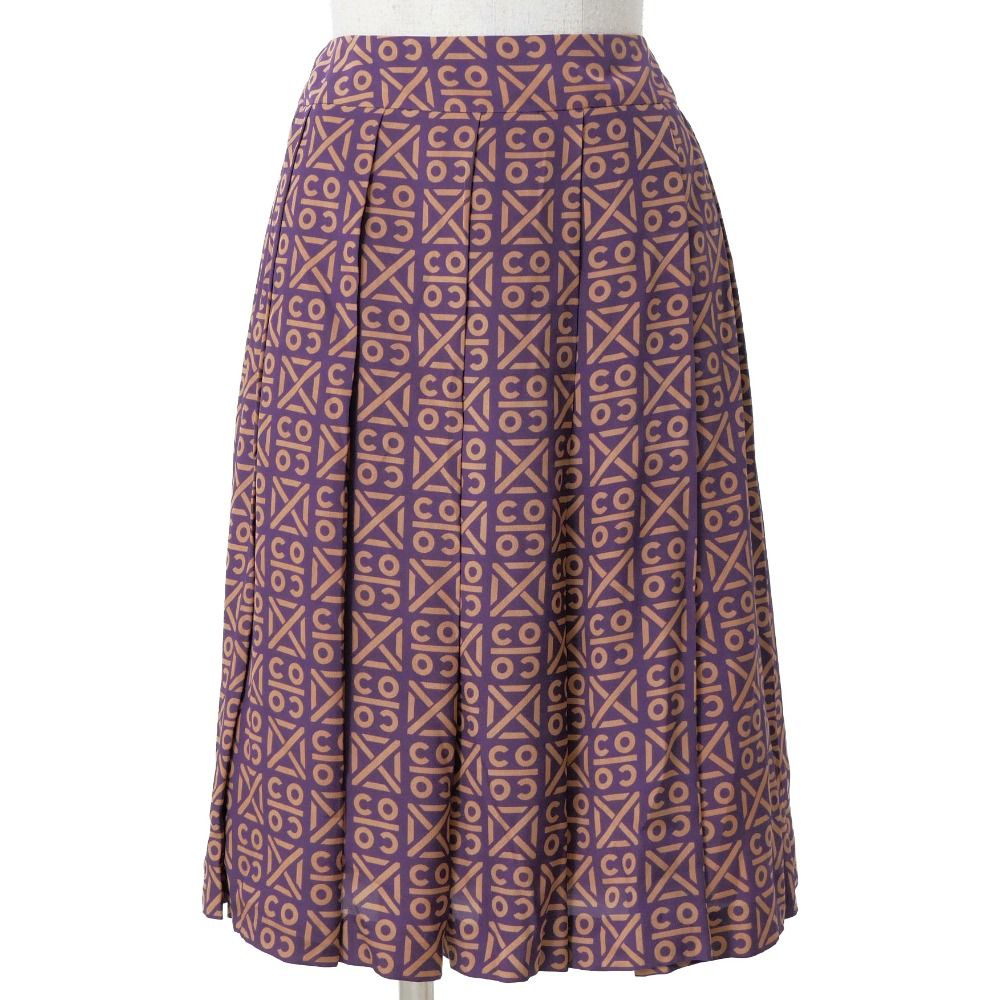 Chanel 00A Vintage Skirt 40 Coco Pattern Pleated