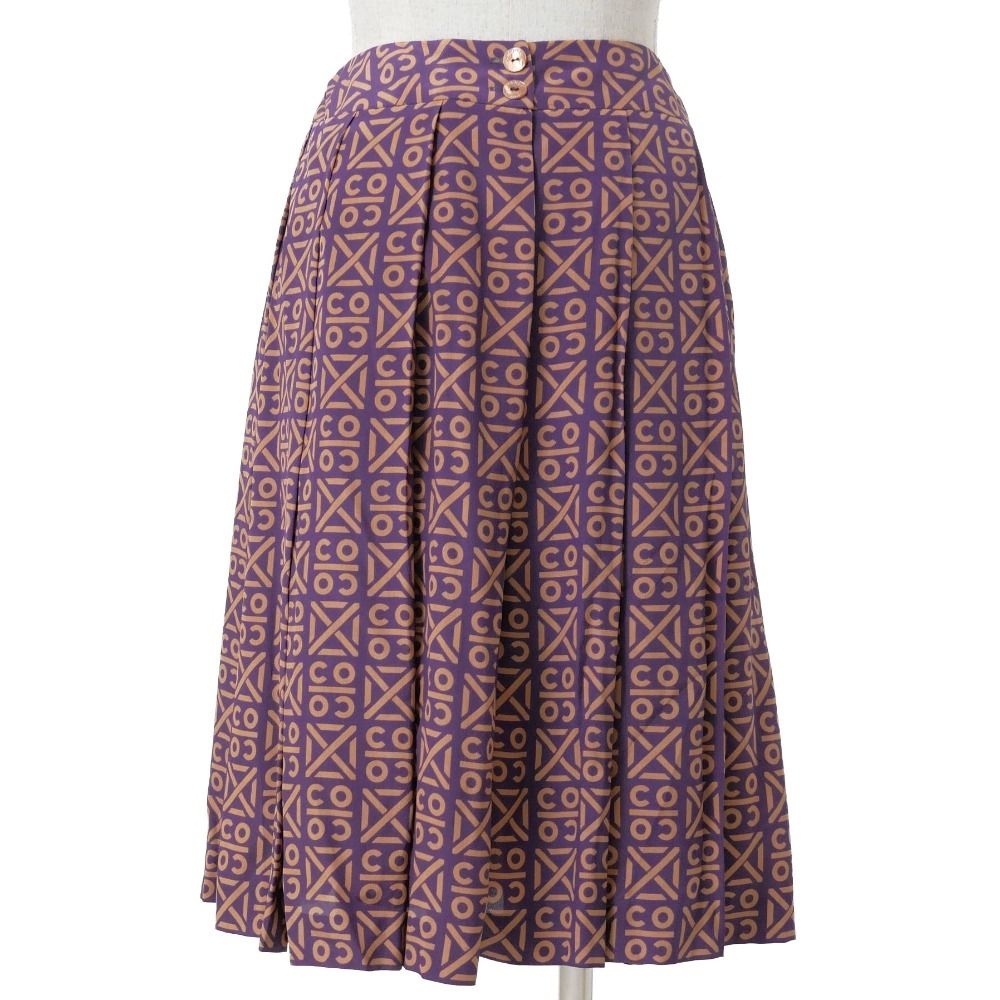 Chanel 00A Vintage Skirt 40 Coco Pattern Pleated — view 2