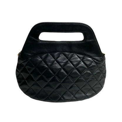 Chanel Vintage Quilted Coco Lambskin Leather 2-Way Shoulder Bag Black — view 4